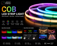 Bande LED COB personnalisée OEM, haute densité, flexible, monochrome, RGB adressable, IP20, IP65