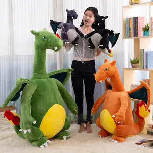 Tailles multiples Poupées géantes fantastiques pour garçons Jouets en peluche Squishy Soft Animal Charizard Dinosaure Jouets en peluche Anime Dinosaure