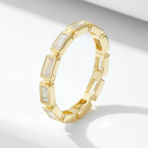 OAHLAN Fine Jewelry Rectangular Cut Cubic Zircon Band <strong>Stacked</strong> S925 Sterling <strong>Silver</strong> <strong>Rings</strong> for Women Wedding Engagement Gift - Product Image 1