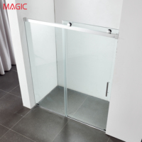 Cloison en verre pour hôtel, verre enduit, charnière en acier inoxydable, design coulissant, style européen, séparation sèche/humide pour salle de bain