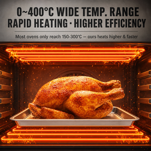 Horno Eléctrico Profesional de 2 Niveles y 4 Bandejas con Temperatura de hasta 400 °C y Temporizador para Panadería Comercial de Pizza y Pan - Product Image 2