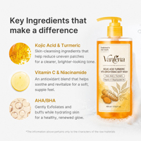 Gel Douche Liquide Hydratant et Exfoliant OEM/ODM à l'Acide Kojique, Curcuma, Niacinamide, Vitamine C, AHA, BHA pour Peaux Inégales 13.52oz