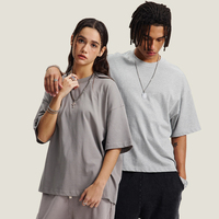 T-shirt court ample à manches courtes en coton pur 275 g/m² pour hommes et femmes, col rond, style décontracté américain, coupe oversize, ODM