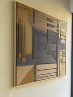 Art mural en relief 3D fait à la main, peinture géométrique abstraite texturée, décoration Wabi Sabi pour salon, hôtel