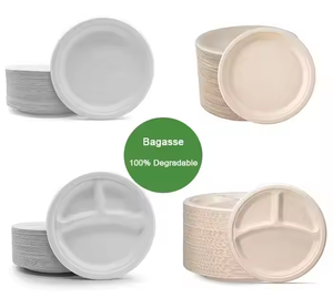 100% Écologique Biodégradable Robuste Jetable Canne À Sucre Bagasse Pâte À Papier Assiette Compostable Gratuit pour La Fête À La Maison - Product Image 3