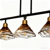 Lustre en verre décoratif artistique à 3 têtes, abat-jour en verre en forme de fleur, fer noir mat, hauteur réglable, base d'ampoule E26/E27, lampe suspendue