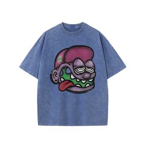 T-shirt surdimensionné Street Art Print Gym Fit pour homme en pur coton personnalisé avec manches courtes en détresse - Product Image 1