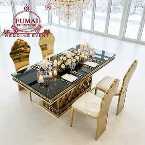 Juego de mesa de comedor de vidrio templado transparente rectangular con escamas de pescado para 8 - Product Image 5