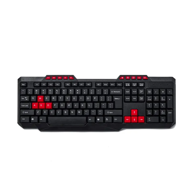 Teclado impermeable de precio barato con tecla multimedia y soporte para teléfono móvil, teclado para juegos para ordenador PC de escritorio para jugadores