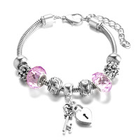 Bracelet unisexe de haute qualité avec fermoir mousqueton électroplaqué perlé 5 couleurs, chaîne serpent réglable et fermoir cœur charmant