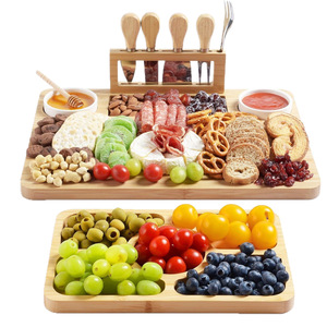 Juego de tabla de quesos de bambú con cuchillos y bandeja para servir charcutería y aperitivos para fiestas - Product Image 5