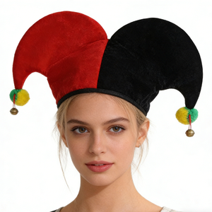 Chapeau de Clown Joker Noir et <span class=keywords><strong>Rouge</strong></span> Amusant pour Adultes pour Fête MH-1709 - Product Image 2