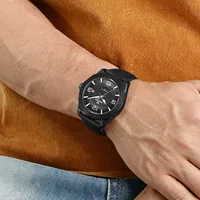 Montre NAVIFORCE de luxe pour homme, boîtier en acier inoxydable, quartz, étanche 3ATM, bracelet en cuir classique, style business