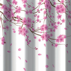 Rideau de douche de luxe imprimé en 3D rose Sakura 180x200cm en polyester, design moderne et mignon pour la salle de bain - Product Image 1