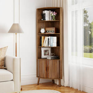 Armario Rústico con Diseño Curvo Estilo Puerta de Granero, Armario de Almacenamiento Multifuncional para Esquina - Product Image 4