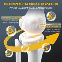OEM 125mcg D3 100mcg K2 MK-7 Capsules Vitamine D3 K2 Capsules avec Zinc Bore MCT Complément pour la Force Osseuse, le Soutien Cardiaque et Immunitaire
