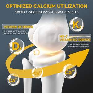 Cápsulas OEM de 125 mcg de D3 y 100 mcg de K2 MK-7, Cápsulas de Vitamina D3 y K2 con Zinc, Boro y MCT, Suplemento para la Salud Ósea, el Corazón y el Sistema Inmunitario - Product Image 3