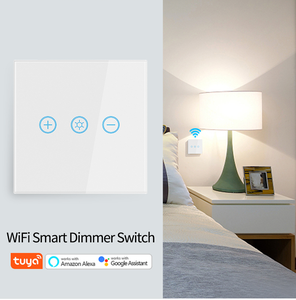 240V para Tuya Voz Controle Remoto Sem Fio Interruptor De Luz Dimmer Inteligente UE REINO UNIDO Padrão Material De Vidro WiFi Rede Interruptor De Parede - Product Image 2