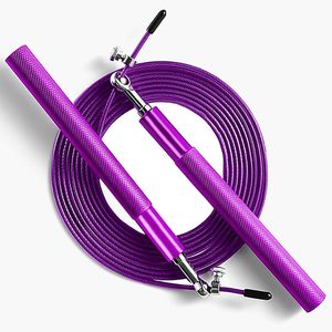 Corde à sauter réglable avec poignée en alliage d'aluminium et câble recouvert de caoutchouc, corde d'exercice - Product Image 1