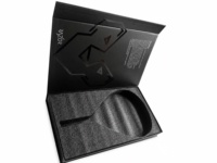 Boîte cadeau de luxe personnalisée haut de gamme en papier rigide fait main pour raquette de beach tennis et de padel avec gaufrage et doublure en mousse