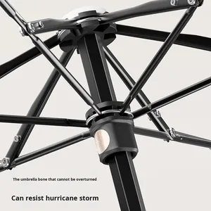 Parapluie pour femme à ouverture semi-automatique, pliable en trois sections, avec poignée rétractable à 50 %, revêtement noir, protection solaire, double usage, design moderne - Product Image 5