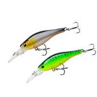 Leurre de pêche coulant en plastique de 6,5 cm/3,5 g, type crankbait, pour la pêche au bar et au brochet, avec hameçons triples