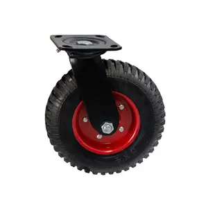 Ruote girevoli per impieghi gravosi ruote industriali 8 pollici 1 ruota cerchio rosso in gomma, pneumatici grandi in ghisa all'aperto