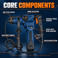 Marteau perforateur rotatif OEM/ODM 850W, puissance 26mm pour perçage du béton, utilisation en construction et bricolage, performance d'impact 4800BPM