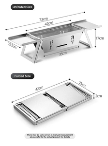 Thép không gỉ gấp thịt nướng di động dễ dàng lưu trữ than nướng cho cắm trại nấu ăn ngoài trời - Product Image 4