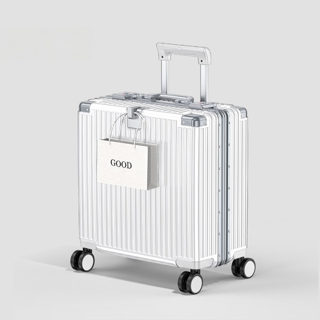 Zipper ABS Carry on Custom Luggage 18 20 24 Inch Travel Suitcases for Men Women with Phone Cup Holder