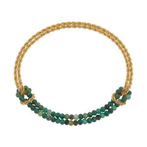 18k Gold Plated Stainless Steel Natural Stone Beaded <b>Bracelet</b> Twisted Chain Adjustable Jewelry for Women - Product Image 2