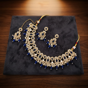 Indian Traditional Antique Gold Plated Kundan Choker Necklace <b>Set</b> Maroon Ruby Red Gemstone Bead Bridal Jewelry <b>Set</b> with Earrings - Product Image 3