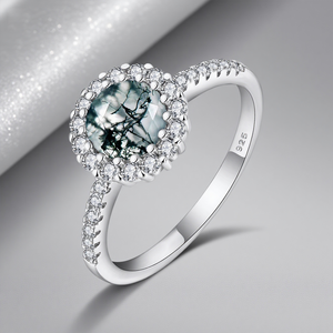 कस्टम प्राकृतिक रत्न क्लासिक गहने थोक मॉस एगेट हीरे की महिला उच्च अंत अंगूठी जोड़ी चांदी 925 गहने - Product Image 4