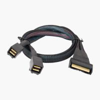 Câble adaptateur pour serveur informatique PCIE Gen5 MCIO 8i 8X vers 2 HD SFF-8643 MINI SAS, cuivre étamé