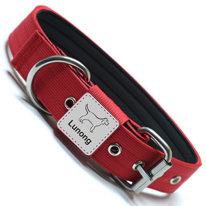Collier pour chien personnalisé de luxe Lunong avec boucle en métal, rembourré, réglable, en nylon, couleur et logo personnalisés, durable - Product Image 1