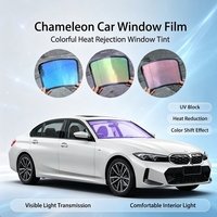 Kaca Film Chameleon Biru Aurora Blue 70%VLT 99%IRR Penolak Panas PET Anti Gores Pelindung Privasi 2 Mil