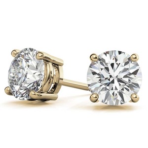 Boucles d'oreilles clous unisexes minimalistes TIER JEWELRY en argent sterling 925 plaqué or, serties de moissanite taille brillant à griffes, par un tiers - Product Image 1
