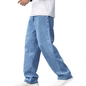 Men's Vintage Washed Blue Cargo Jeans Loose Fit Wide Leg Denim 100% Cotton Eco-Friendly Lightweight Breathable Quick Dry Color - Product Image 2