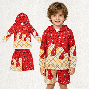 Ensemble 2 pièces décontracté pour bébés filles : pull et short imprimé crème glacée - Collection RTS Boutique - Vêtements assortis pour frères et sœurs - Product Image 3