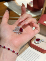 Nouvelle bague en or blanc 18 carats avec rubis cultivé en laboratoire, 5,5 carats, poids total de la pierre 9,77 g, bijoux fins sur mesure