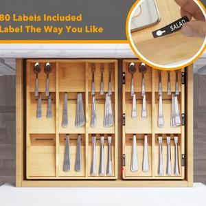 Bamboo Cutlery <b>Storage</b> <b>Box</b> Rectangular <b>Kitchen</b> Drawer Organizer Space Saving Tableware Rack - Product Image 2