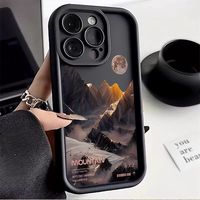Coques de téléphone antichoc Moon Mountain pour iPhone 17 Air 16 15 Plus Pro Max 14 13 12 11 X – Housse de protection arrière personnalisable avec logo