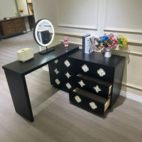 Ensemble de meubles de chambre à coucher en bois noir rétro américain, commode à six tiroirs de style nordique minimaliste moderne