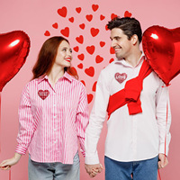 Patch Cœur Brodé en Polyester Doux pour la Saint-Valentin, Étiquette Broderie Informatique Rouge Amour pour Décoration de Vêtements