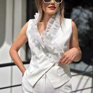 Conjunto de Dos Piezas de Verano, Pantalones sin Mangas a la Moda, Chaleco Informal con Bolsillos, para Mujer - Product Image 2
