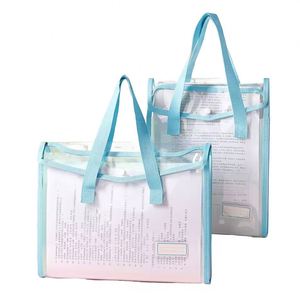 Wholesale Multi Layer Transparent PVC <b>File</b> Bag Student Test <b>Paper</b> Waterproof Document Pouch Snap Button Expanding - Product Image 1