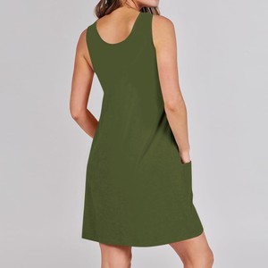 Vestido Midi de Verano 2026, Elegante, Transpirable, Tejido a Crochet, Sin Mangas, Cuello en U, para Playa o Resort, con Bolsillos - Product Image 4