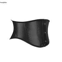 Corset sous-poitrine mini en satin noir et marron style steampunk pour femme, taille ajustée, grandes tailles XS-XL, maintien ferme, écologique, 3 broches