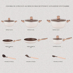 Ensemble de casseroles de haute qualité en céramique moderne, revêtement antiadhésif, 6 pièces, en alliage d'aluminium, compatible induction, passe au four, passe au lave-vaisselle - Product Image 2