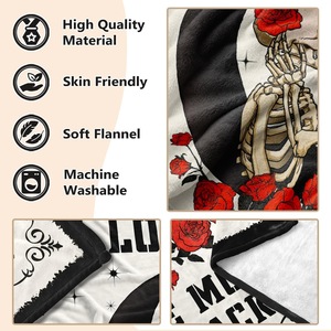 Manta de Franela con Estampado de Esqueletos y Rosas, Manta para Siesta, Resistente a la Decoloración, Ligera, para el Invierno, Impresión Personalizada, OEM, ODM - Product Image 5
